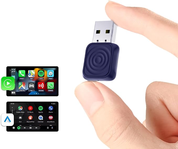 Carlinkit 2-in-1 Mini Ultra Wireless CarPlay Adapter & Android Auto - for iOS 10+/Android 11+, Convert Wired to Wireless with USB-A/Type-C, Plug & Play, 5.8G WiFi Fast & Stable Car with 2018+