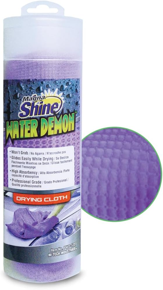 HI-TECH Magna Shine Water Demon Drying Towel – Ultra Absorbent Microfiber Car Detailing Towel – 27x17 – Fast-Drying, Waffle Texture – Cars, Trucks, Boats, Bikes