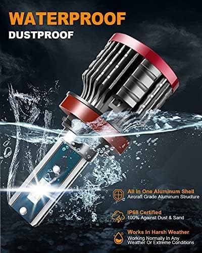 H11/H8/H9 9005/HB3 LED Bulbs,160W 32000 Lumens Bright,6500K Cool White LED Fog Light Halogen Replacement IP68 Waterproof, Pack of 4