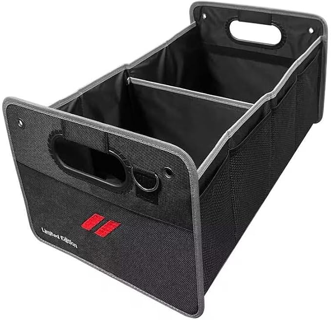 Car Trunk Organizer, Trunk Storage Box with Handle For Dodge Charger Challenger Durango, Collapsible 2 Compartment Automotive Storage Box, Waterproof Oxford Polyester Travel Accessories (B)