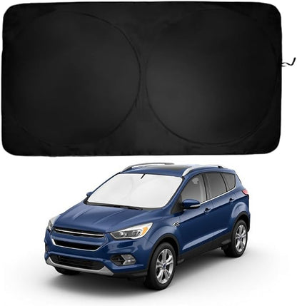 Windshield Sun Shade | Compatible for Ford Escape (2013-2019) | Certified 99.87% UVB & 99.02% UVA Car Sun Shade. Award Winning Sunshade - Patented Technology | Car Shades by Kinder Fluff