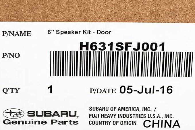 Subaru Speaker Upgrade Kit by Kicker - H631SFJ001 - Genuine OEM | Genuine OEM
