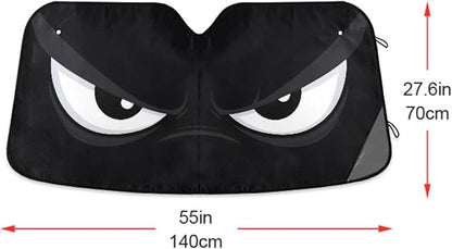 Evil White Eyes Black Windshield Sunshade Car Sun Shade Front Window Shade for Truck SUV Blocks UV Rays Sun Reflector Visor Protector Accordion Folding