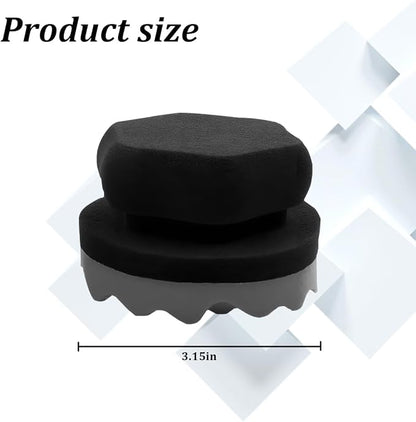 2PCS Car Tire Dressing Applicator Pads, Reusable Hex-Grip Vehicle Wheel Wax Buffing Dressing Sponge Pad, Automotive Tire Shine Detailing Foam Tool, Universal Fit (3.15Inch/Black)