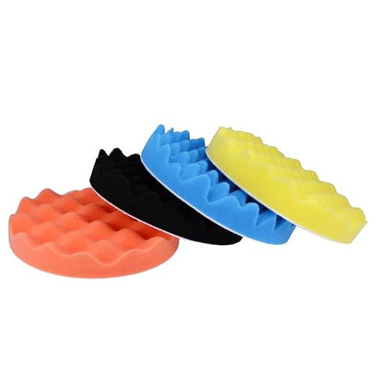 7inch(180mm) Car Sponge Buffing Pad Soft Wave Foam Pad Polishing Sponge Pads Kit for Car Polisher-4Pack