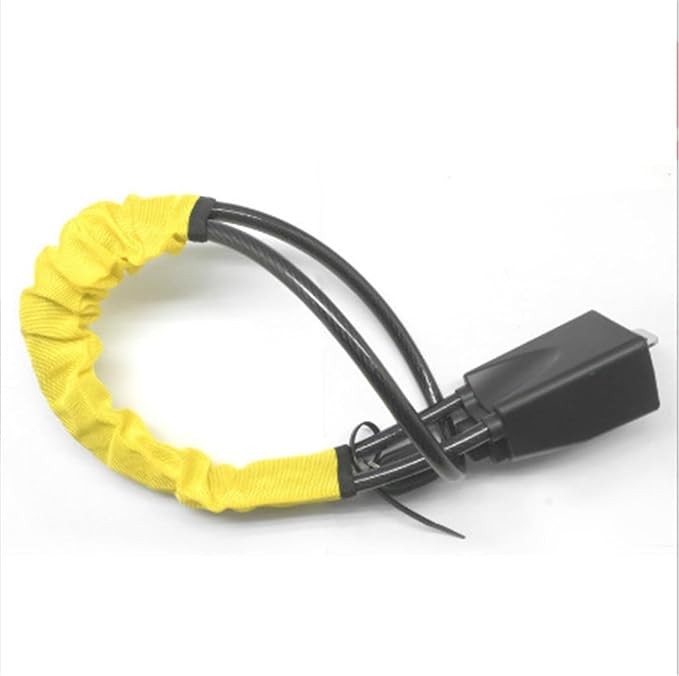 for Car Steering Wheel Lock Steel Cable Rope Extended and Thick Safety Belt Buckle General Automobile Front Anti-Theft(Yellow)