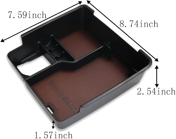Muslogy for 2022+ Frontier Accessories Center Console Organizer Insert Tray Storage Box Armrest Organizer Compatible with Frontier 2022 2023 2024 2025 2026(Brown Leather)