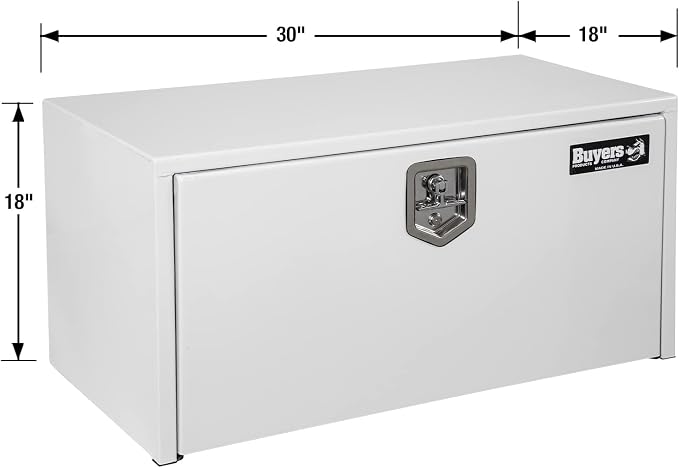 Buyers Products 1702403 Steel Underbody Truck Box, 18x 18x 30 Inch, Job Site Box, Lockable T-Handle Latch, Utility Tool Box, Heavy Duty Storage and Organizer, Made In The USA, White
