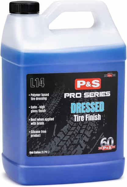 P & S Professional Detail Products Dressed Tire Finish - Water-Based, High-Gloss Tire Dressing for a Clean, Satin Shine - 1 Gallon