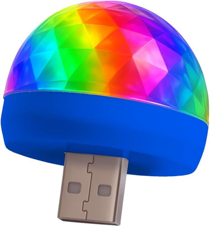 USB LED Car Interior Atmosphere Lamp – Portable Plug-in Mini RGB Ambient Light, Sound Activated LED Decorative Night Light for Vehicle, Laptop, Home Office & Party (Blue)