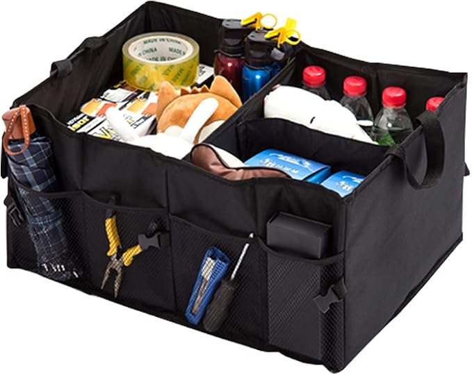 Trunk Organizer Car Basket Storage Tote Organizer Small Black Collapsible Snack Bins for Car SUV Sedan