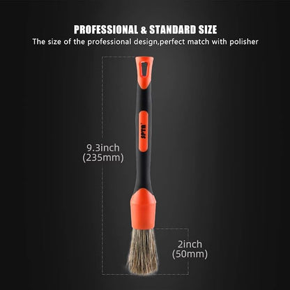 SPTA Car Detailing Brush Set, 5 Pack Soft Boar Hair Auto Detail Brush Kit with Elbow for Automotive Elegant Surface Interior Exterior Dashboard Emblems Panels Engine Bay Wheels Air Vent Seat Leather