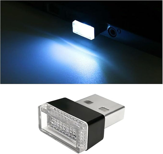 BESULEN Car Interior Atmosphere Lamp, Plug-In USB Interface LED Vehicle Ambient Lighting Kit, Portable Mini Automotive Night Light Decoration Accessories, Universal for SUV, Sedan, Truck (Ice Blue)