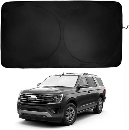Windshield Sun Shade | Compatible for Ford Expedition 2018-2026 | Certified 99.87% UVB & 99.02% UVA Car Sun Shade. Award Winning Sunshade - Patented Technology | Car Shades by Kinder Fluff