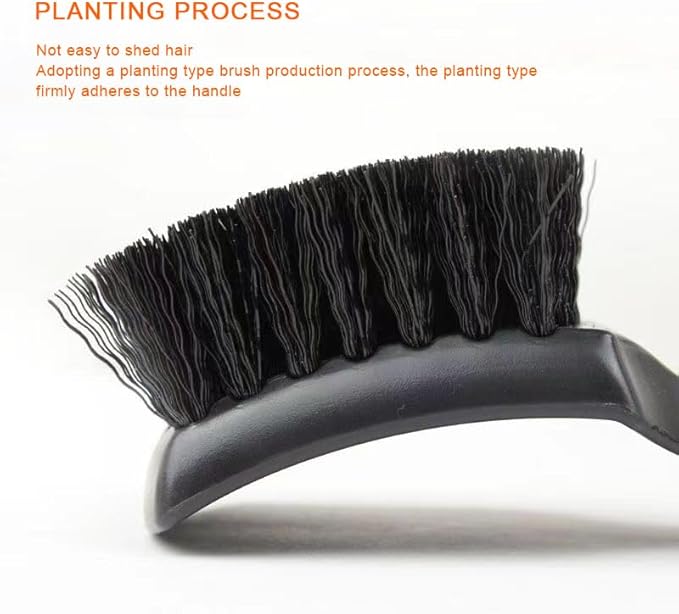 Carpet & Floor Mat Cleaning Brush - 2pcs Black Scrub Brush w/ Wheel Brush for Car Interior & Tires