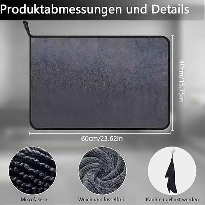 DIAOJIA 3 Pack Microfiber Car Towels (16" x 24"), 500 GSM Double-Sided Absorbent Coral Fleece Cloths for Washing, Drying & Cleaning, Streak-Free & Lint-Free(Dark Grey)
