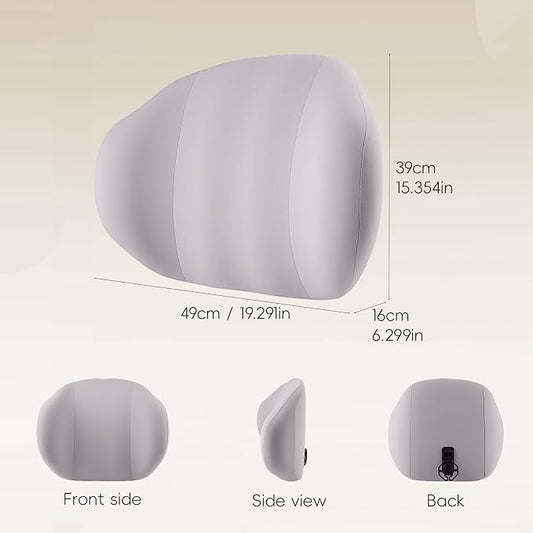 BEBAS Lumbar Support Pillow for Car & Office Chair - Ergonomic Memory Foam Back Cushion for Lower Back Pain Relief, Back Support, Removable Washable Cover, Ideal for Driving, Work, Travel - Gray
