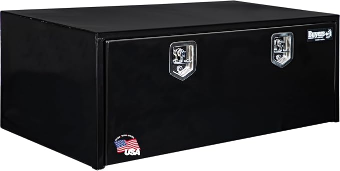 Buyers Products 1708310 Black Steel Underbody Truck Tool Box – 18 x 24 x 48 Inch - Truck Bed & Underbelly RV Storage Box, Locking T-Latch, Weather-Resistant, Heavy-Duty Flatbed Job Box, Made in USA