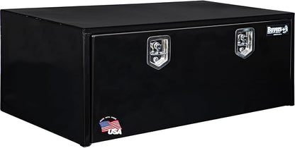 Buyers Products 1708310 Black Steel Underbody Truck Tool Box – 18 x 24 x 48 Inch - Truck Bed & Underbelly RV Storage Box, Locking T-Latch, Weather-Resistant, Heavy-Duty Flatbed Job Box, Made in USA