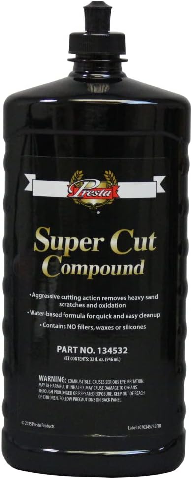 Presta 134532 Super Cut Compound for Removing P800 Grit, Heavy Sand Scratches and Oxidation - 32 Oz.