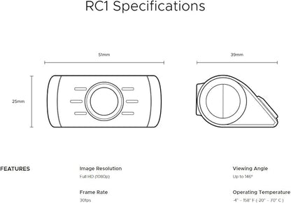 DroneMobile RC1 Rear-Facing (XC-RC1) Camera for Drone XC Dash Cam, (Works with DroneXC Required)