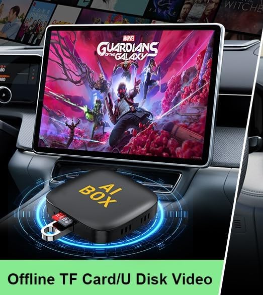 5 in 1 Wireless CarPlay Adapter and Android Auto Adapter Support Netflix/YouTube - CarPlay Ai Box Convert CarPlay Dongle TF Card/U Disk Magic Link for OEM Wired CarPlay/Android Auto Cars