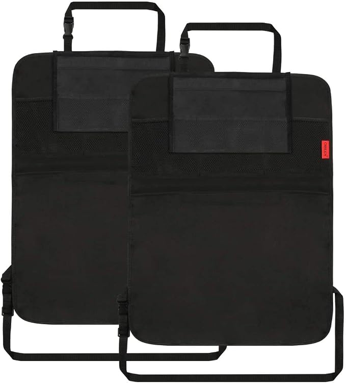 Kaiphy Car Backseat Organizer Premium Quality Car Kick Mats with 10" Tablet Holder - Extra Large Pocket- Sturdy Top 2Pack