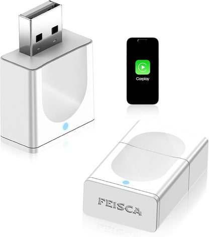 Wireless Carplay Adapter for iPhone, Convert Wired to Apple Carplay Wireless Adapter, Mini Size with Bluetooth 5.3 WiFi 5.8 GHz, Plug and Play, Connection Stable No Delay, White