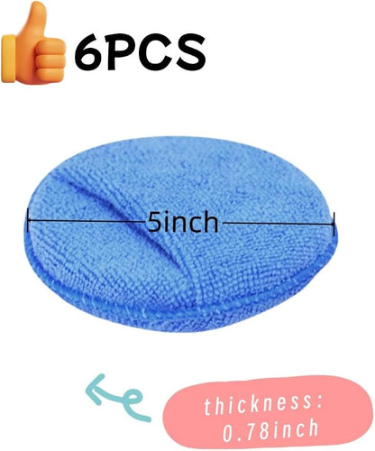 6PCS Microfiber Wax Applicator Pads, 5-inch car Wax pad with Finger Pocket, polishing and Detail polishing Foam pad for car Cleaning and fine polishing