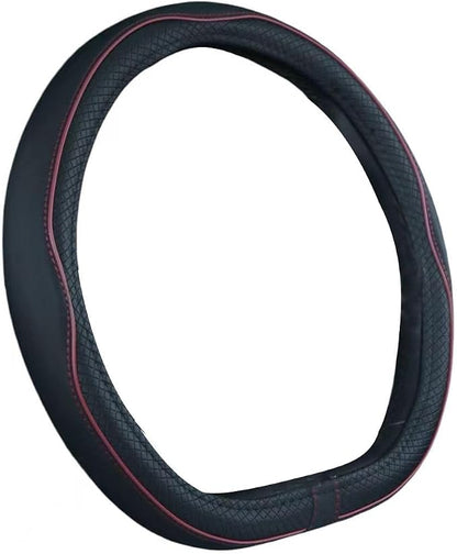 Mayco Bell Flat Bottom Steering Wheel Cover Anti-Slip,Safety,Soft,Breathable,Durable,Full Surround,Comfortable Grip Microfiber Leather (D Shape, Wine Red)