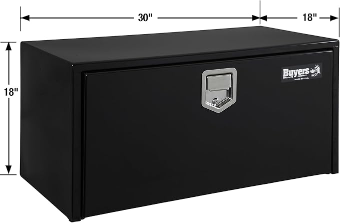 Buyers Products 1702103 Steel Underbody Truck Tool Box 18 x 18 x 30 Inch, Black Powder-Coated 14 Ga Steel, Locking Stainless Paddle Latch, Drop Door, Weather-Resistant, Made in USA