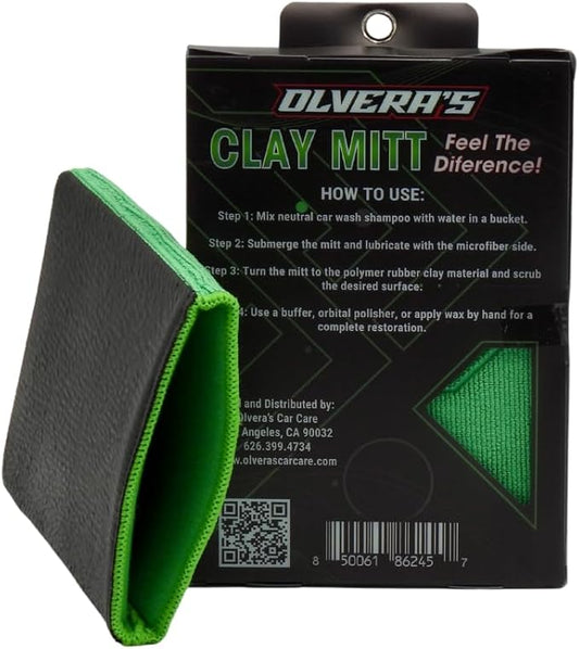 Clay Bar Mitt for Auto Detailing - Fine-Grade Scratch-Free Synthetic Clay Bar - Removes Contaminants, Overspray & Brake Dust - Paint Prep Cleaner for Cars, Boats, Bikes, Glass, & Wheels - 50+ Uses