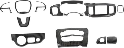 for Dodge Charger 2015+ Central Control Interior Cover Trim Kit 13pcs Carbon Fiber Central Control Dash Panel Decor Cover Trim Set Interior Accessories