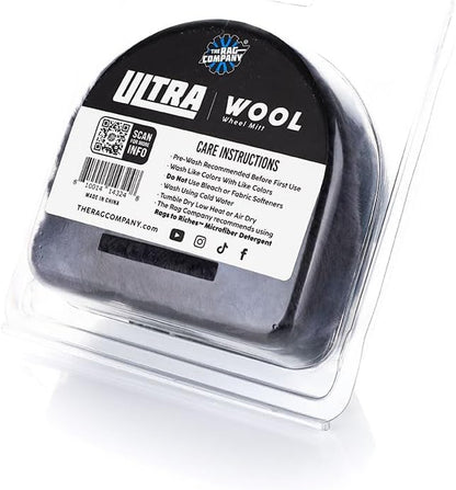 The Rag Company - Ultra Wool Wheel Mitt - Wash and Scrub Wheel Faces and Details Without Scratching or Marring Car - Marino Wool - Fits Over Fingers for Easy and Comfortable Detailing (2 Pack)