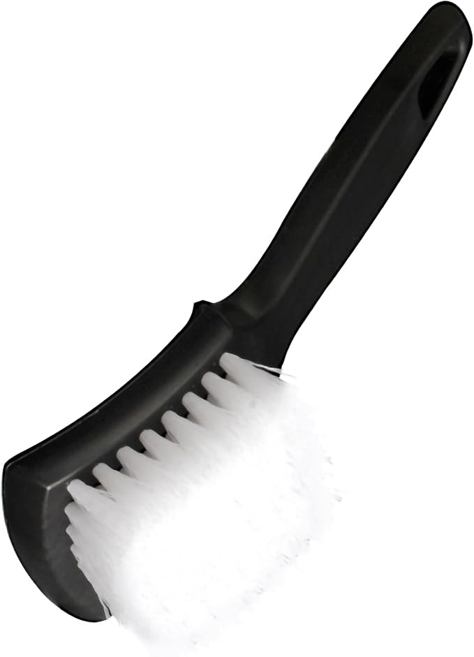 Tire Brush, Black Stiff Bristle Wheel Cleaning Brush, Car Carpet Brush, Detail Brush (White)