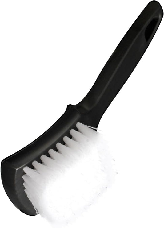 Tire Brush, Black Stiff Bristle Wheel Cleaning Brush, Car Carpet Brush, Detail Brush (White)