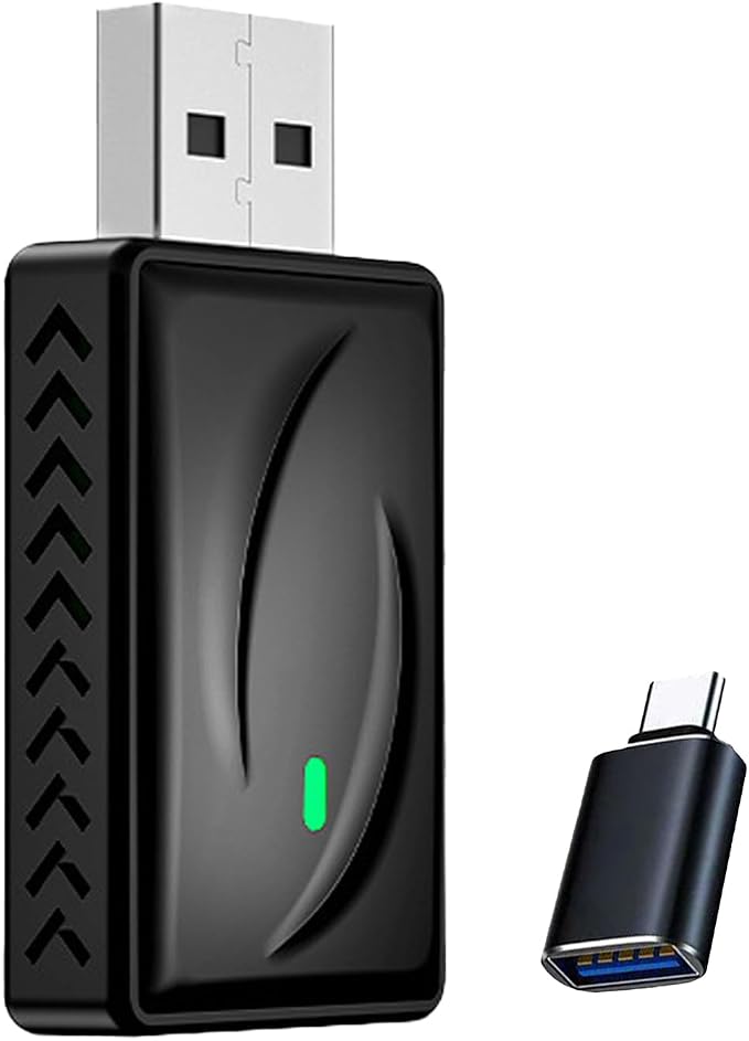 2026 Upgraded 2 in 1 Wireless CarPlay & Android Auto Adapter, Car Wired to Wireless Car Play Adapter, Plug & Play and Auto-Connection, Low Latency for iOS10+, USB/USB-C