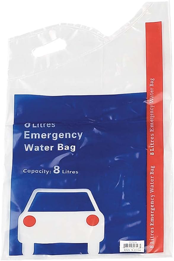 ToolUSA Deluxe Car Safety & Emergency Kit | 12 V Emergency Light | Foldable 8L Water Bag | 4" x 4" Heater Scraper | 7' Booster Cable | 7.25" (18.4 cm) Emergency Hammer