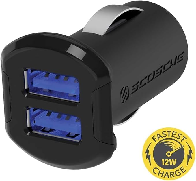Scosche USBC242M Revolt Universal Cigarette Lighter Multi Device Compact Dual Port USB Car Charger, Fast Charge Two Devices Simultaneously, Black (Pack of 4)