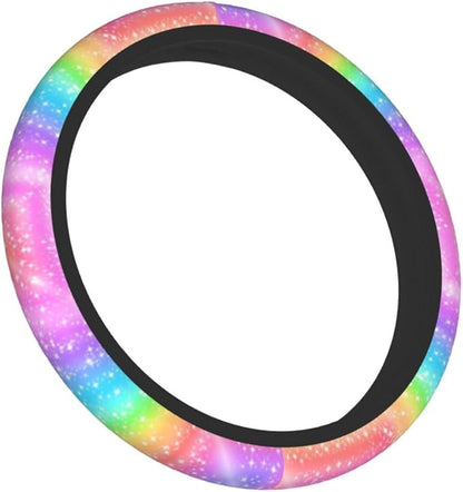 Colorful Rainbow Steering Wheel Cover Car Accessories Cute for Women Girls Girly Universal 15 Inch Neoprene Auto Interior Decor Anti Slip Automotive Truck Protector