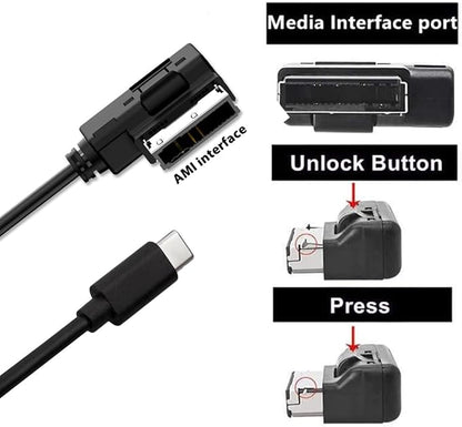 2 in 1 AMI Music Interface Type C Aux Cable for A3/A4 MMI 3G+ System for 17 17 Pro 17 Pro Max Air 16 Pro 16 Pro Max 15 15 Plus 15 Pro Google Pixel Galaxy