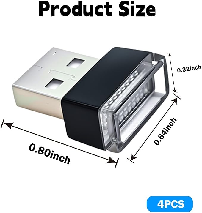 4PCS Car Interior Mood Lighting, Ambient Lighting Car, USB Light, USB Led, Durable, Lightweight and Convenient, Suitable for All Devices with USB Ports (Purple)