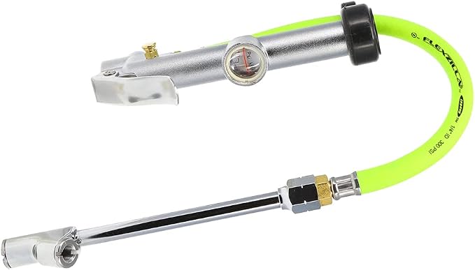 Flexzilla Dual Foot Tire Inflator with 12" Hose Glass Sight Gauge (10 to 120 psi)