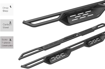 APS Black 6 Inches Tubular Drop Down Style Side Bars Running Boards Compatible with Toyota Tundra 2007-2021 Double Cab