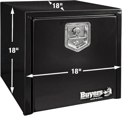 Buyers Products 1702295 Black Steel Underbody Truck Tool Box – 18 x 18 x 18 Inch - Truck Bed & Underbelly RV Storage Box, Locking T-Latch, Weather-Resistant, Heavy-Duty Flatbed Job Box, Made in USA