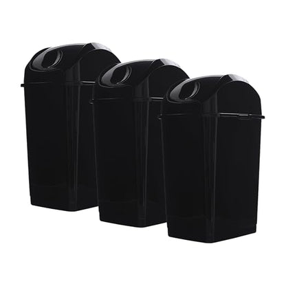 Superio Mini Desktop Trash Can with Swing Top Lid Portable Plastic Garbage Can for Countertop, Desktop, Make up Vanity, Bathroom, Car, Under Sink, Dorm Compact Waste Bin 5 L 1.25 Gal (3, Black)