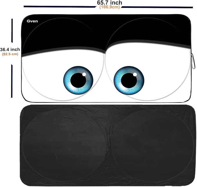 Gven Truck Windshield Sun Shade for Car Windshield Cover Interior Front Window Shades Sun Visor Protector Blocks UV Rays Must-Have Truck Accessories for Pickup, SUV, Sedan, Van, Bonneville(Black, XL)