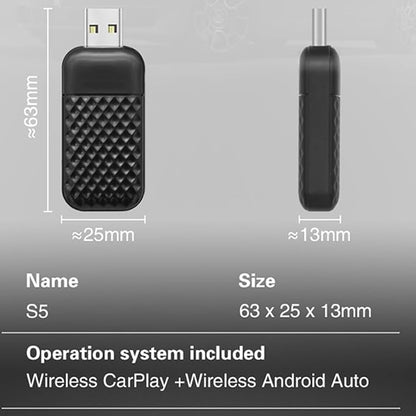 2026 Upgraded Wireless CarPlay & Android Auto Adapter: CarPlay Wireless Adapter for iPhone, Plug & Play 5G WiFi & USB Bluetooth 5.0 Dongle, Convert Wired to Wireless for Factory Cars 2015+