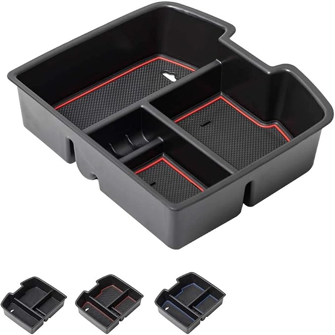 EDBETOS Center Console Organizer Tray Compatible with GMC Sierra 1500 Chevy Silverado Suburban 2500 Avalanche 07-13 Accessory 07-14 Sierra 2500 3500 Yukon Silverado 2500 3500 Suburban 1500 Tahoe, Red