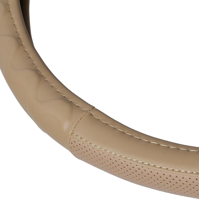 Motor Trend 18" Inch Steering Wheel Cover for Big Rigs Trucks Semis Truckers RVs 18-Wheelers Freight Carrier Tow Trucks Tankers Transporters, Insulated Soft Comfortable, Improve Grip Fatigue - Beige